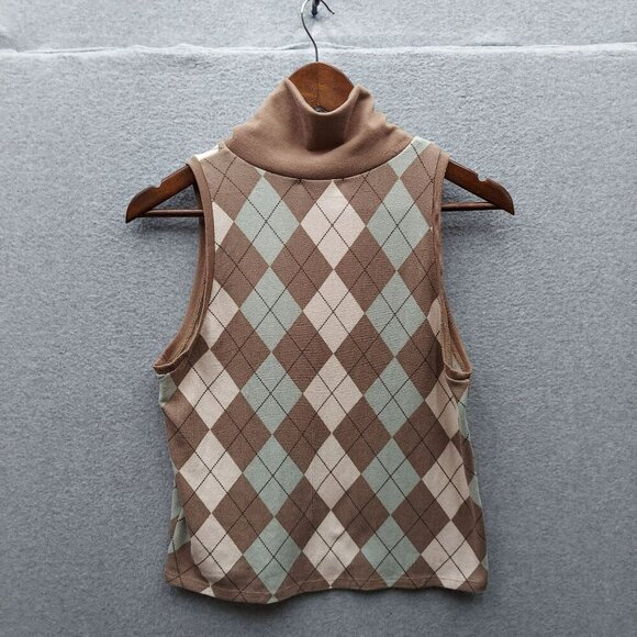 Rebellious Dreamer Sleeveless Argyle Turtleneck Sweater Vest L - Picture 1 of 3